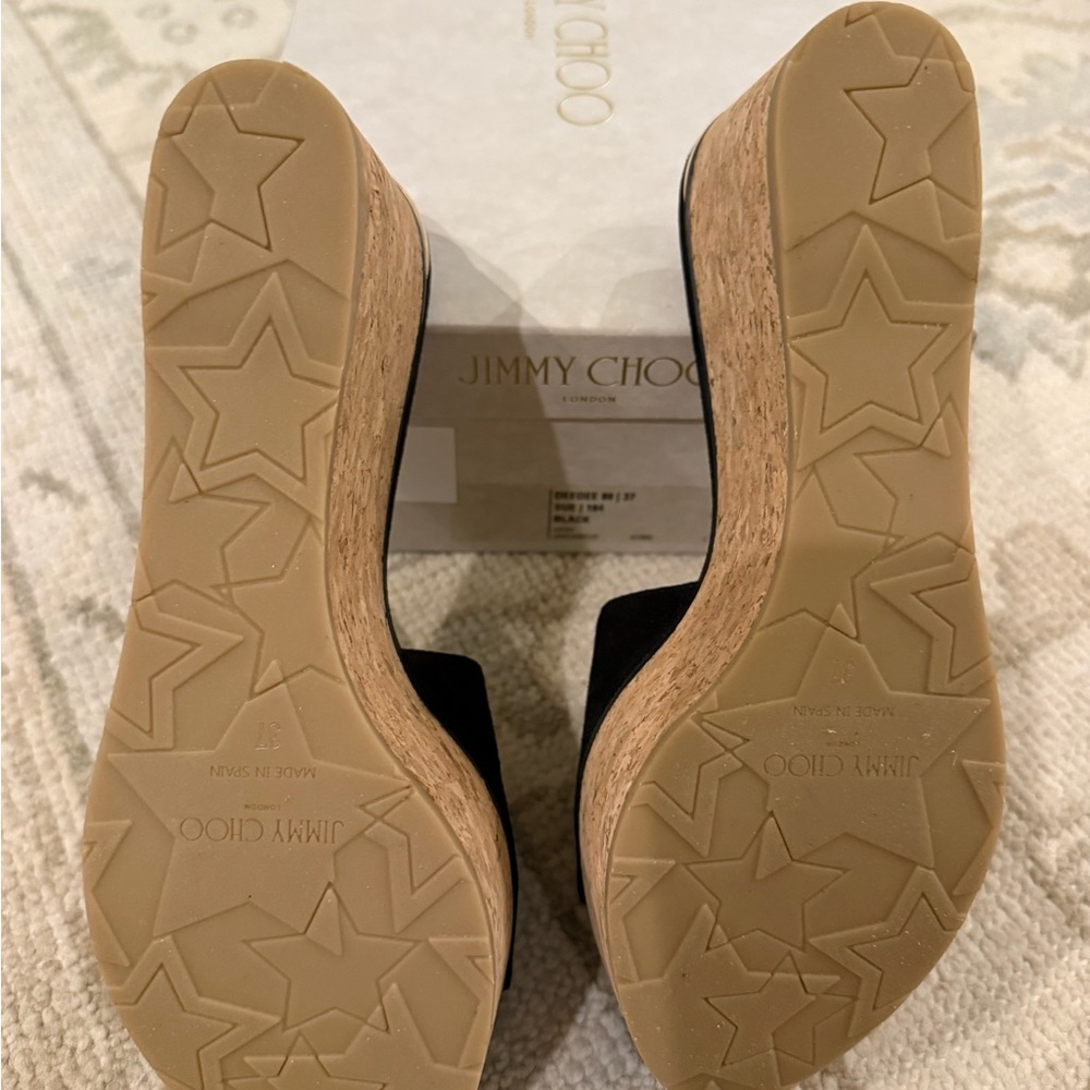 Jimmy Choo Deedee Black Suede Wedge Sandals - Picture 3 of 3